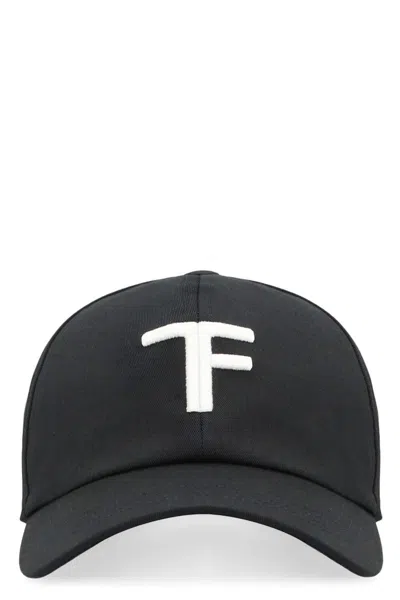 Tom Ford Black Baseball Cap With Logo Embroidery On The Front And Logo Lettering On The Rear In Cotton Man