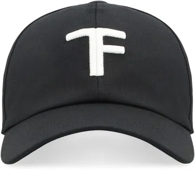 Tom Ford Black Baseball Cap With Logo Embroidery On The Front And Logo Lettering On The Rear In Cotton Man