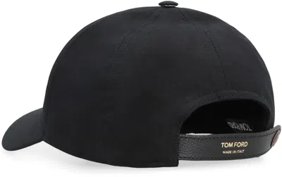 Tom Ford Black Baseball Cap With Logo Embroidery On The Front And Logo Lettering On The Rear In Cotton Man
