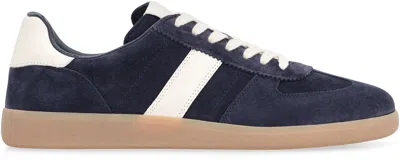 Tom Ford Archer Leather-trimmed Suede Sneakers In Blue