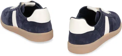 Tom Ford Archer Leather-trimmed Suede Sneakers In Blue