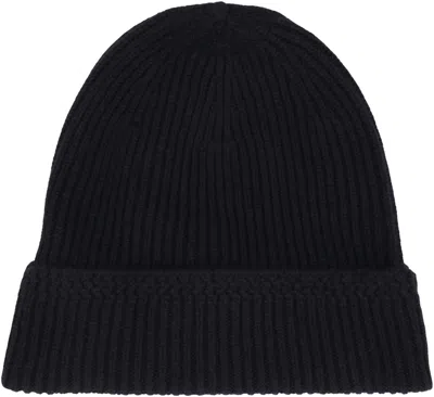 Tom Ford Mens Black Logo-patch Ribbed Cashmere-knit Beanie Hat In Black