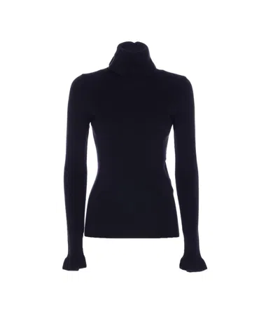 Chloé Chloè Wool And Cotton Turtleneck Pullover In Blue