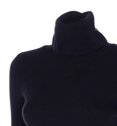 Chloé Chloè Wool And Cotton Turtleneck Pullover In Blue