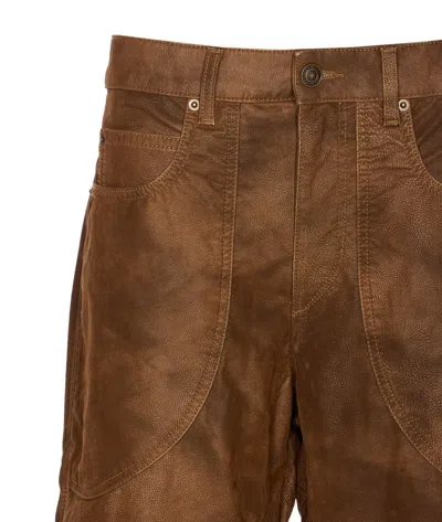 Isabel Marant Étoile Wide Leather Effect Trousers With Multiple Pockets In Brown