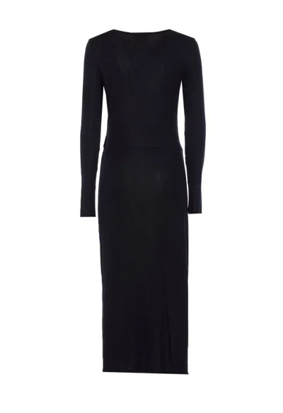 Isabel Marant Étoile Crewneck Long Sleeve Midi Dress With Ruched Detailing In Blue