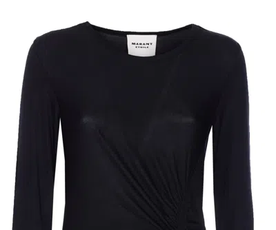 Isabel Marant Étoile Crewneck Long Sleeve Midi Dress With Ruched Detailing In Blue