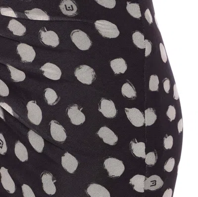 Liu •jo A Line Polka Dot Ruched Sleeveless Dress In Black