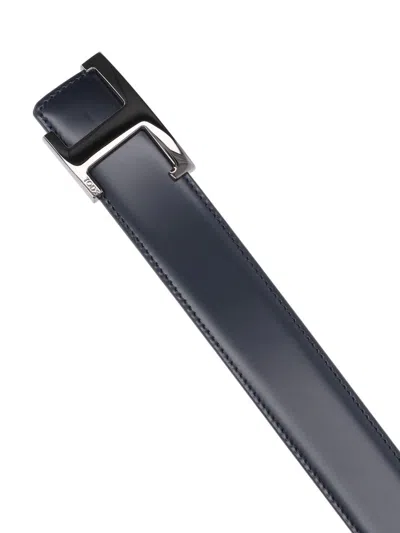 Tod's T Timeless Reversible Belt In Blue