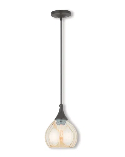Livex Lighting Livex Art Glass 1-light English Bronze Mini Pendant In Black