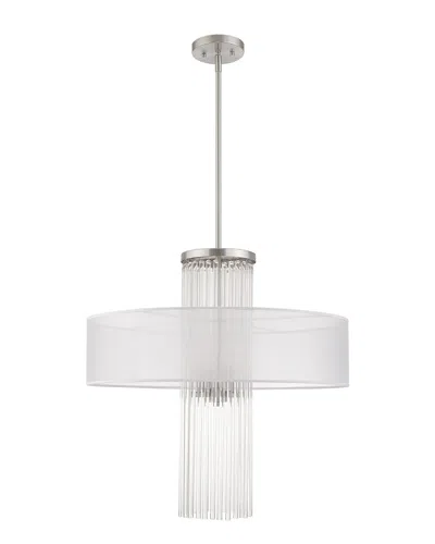 Livex Lighting Livex Alexis 4 Lt Brushed Nickel Pendant Chandelier In Gray