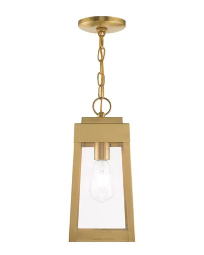 Livex Lighting Livex Oslo 1 Light Satin Brass Outdoor Pendant Lantern In Gold