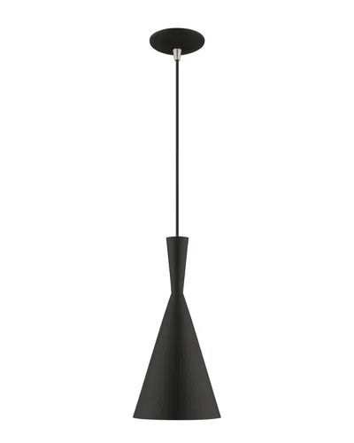 Livex Lighting Livex Metal Shade 1 Lt Black Mini Pendant In Black