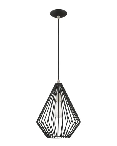Livex Lighting Livex Geometric Shade 1 Lt Black Mini Pendant In Black