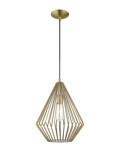 Livex Lighting Livex Geometric Shade 1 Lt Antique Brass Mini Pendant In Gold