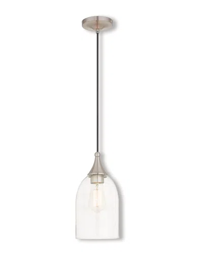 Livex Lighting Livex Art Glass 1-light Brushed Nickel Mini Pendant In White