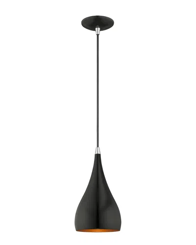 Livex Lighting Livex Metal Shade 1 Lt Shiny Black Mini Pendant In Black