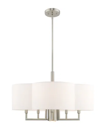 Livex Lighting Livex Chelsea 6 Lt Brushed Nickel Pendant Chandelier In Neutral