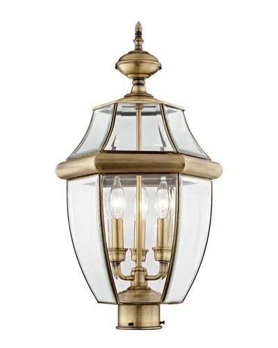 Livex Lighting Livex Monterey 3-light Ab Outdoor Post Lantern
