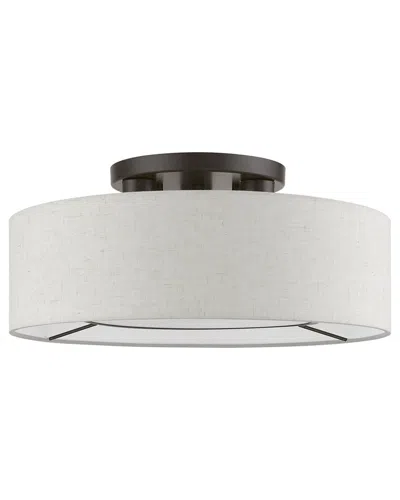 Livex Lighting 3 Light English Bronze Semi-flush In White
