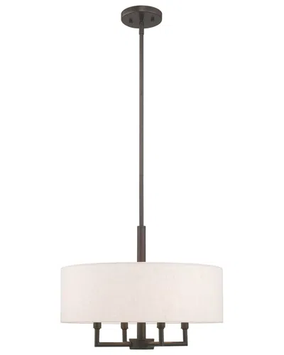 Livex Lighting Meridian 4 Lt English Bronze Pendant Chandelier In Black