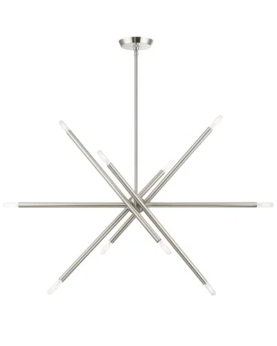 Livex Lighting 10 Light Brushed Nickel Linear Chandelier