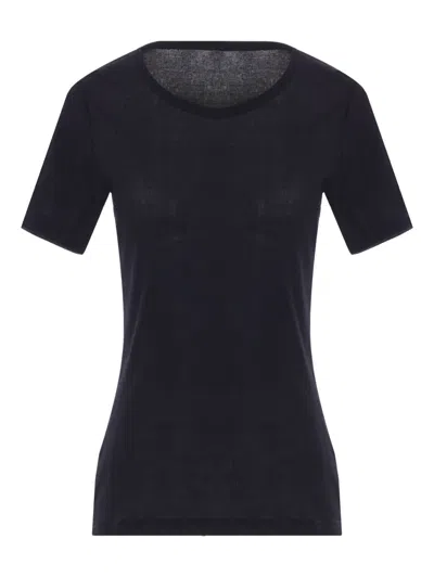 Yohji Yamamoto Wide-neck Cotton T-shirt In Blue