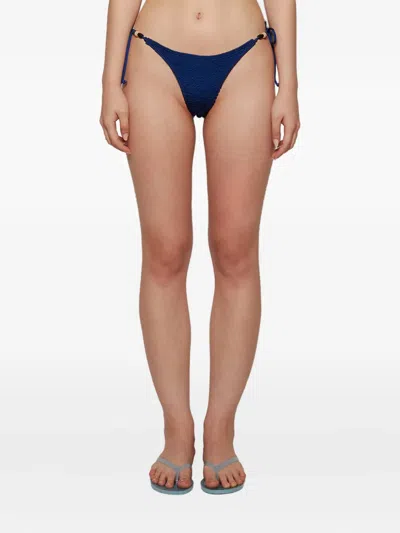 Bondeye Vista Tie-side Textured Bikini Bottom In Blue