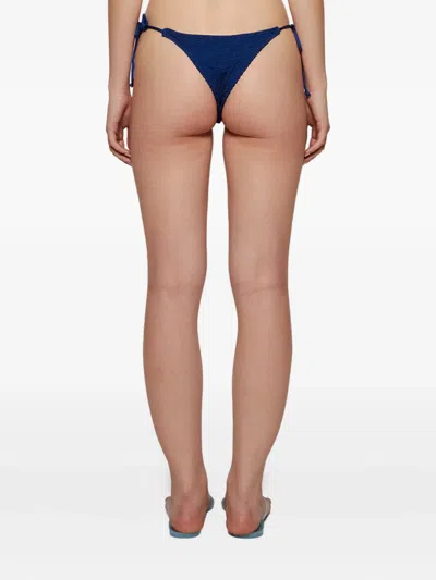 Bondeye Vista Tie-side Textured Bikini Bottom In Blue