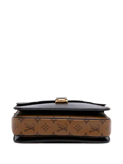 Pre-owned Louis Vuitton 2017 Monogram Brogue Pochette Metis Satchel In Black