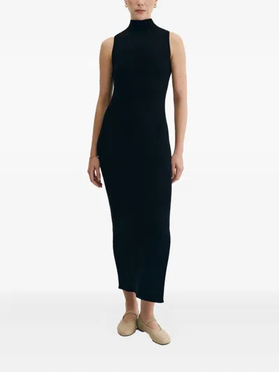 Ether Ribbed High-neck Midi Dress