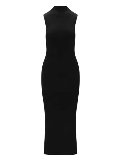 Ether Ribbed High-neck Midi Dress