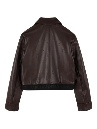 Karl Lagerfeld Logo-embossed Jacket In Brown