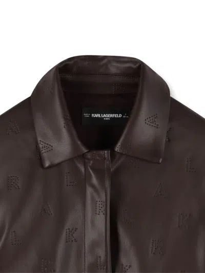 Karl Lagerfeld Logo-embossed Jacket In Brown