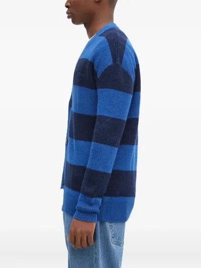Aries Striped Buttoned Cardigan In Blue