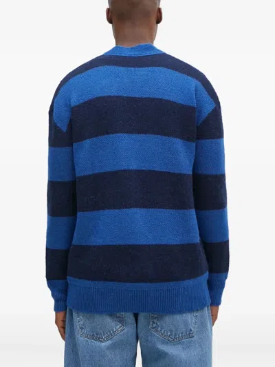 Aries Striped Buttoned Cardigan In Blue