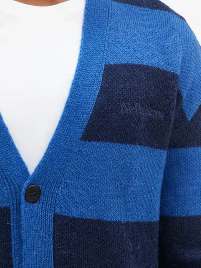 Aries Striped Buttoned Cardigan In Blue