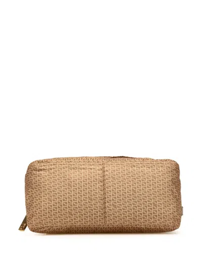 Pre-owned Fendi 2010-2025 Micro Zucchino Canvas Mamma Forever Shoulder Bag In Brown