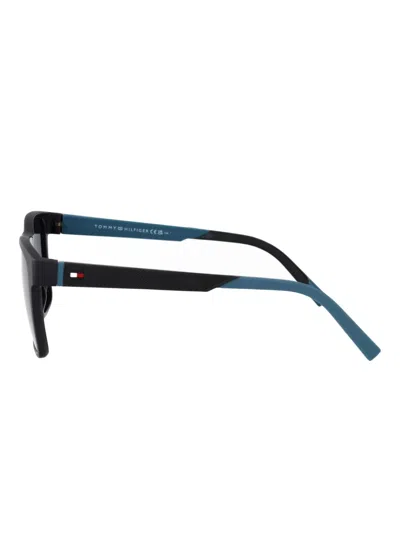 Tommy Hilfiger Grey Teal Eco Polyamide Sunglasses In Black