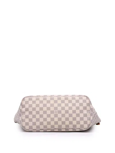 Pre-owned Louis Vuitton 2012 Damier Azur Neverfull Mm Tote Bag In White