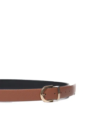 Emporio Armani Buckle-detail Leather Belt In Brown