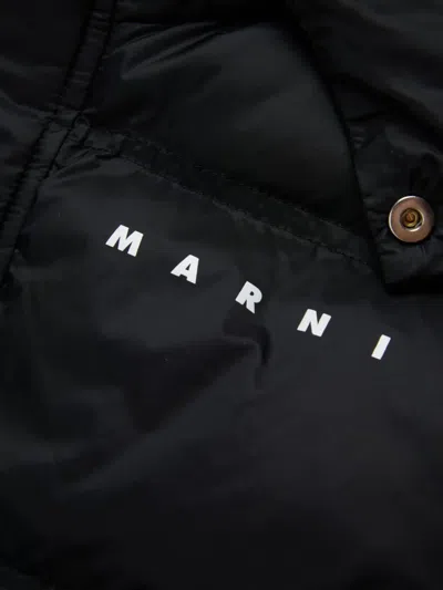 Marni Gilet Imbottito Con Cappuccio E Logo In Black