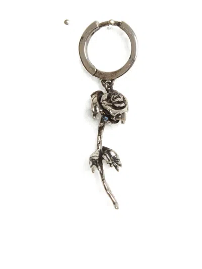 Alexander Mcqueen Rose-charm Hoop Earring In Metallic