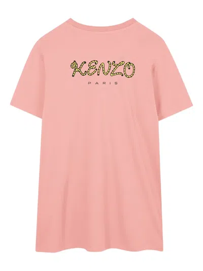 Kenzo 老虎贴花t恤式连衣裙 In Pink