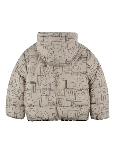 Karl Lagerfeld Quilted Logo Puffer Jacket In Neutral