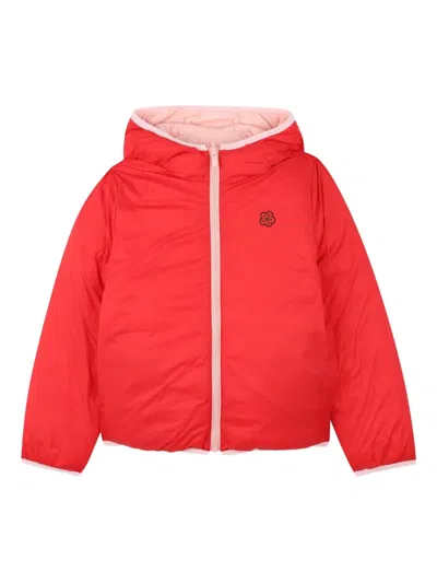 Kenzo Padded Reversible Hooded Jacket In Red