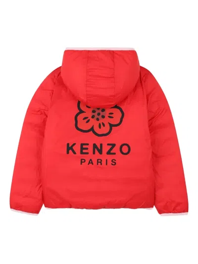 Kenzo Padded Reversible Hooded Jacket In Red