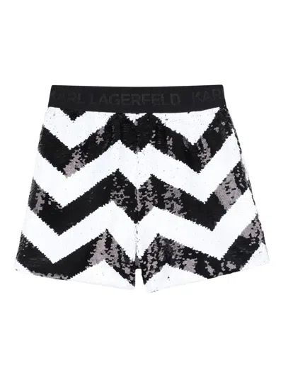 Karl Lagerfeld Chevron Sequin-embellished Shorts In Multi