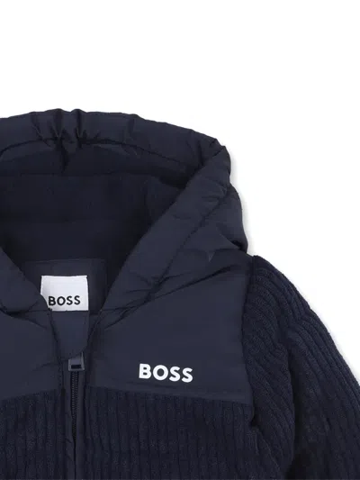 Bosswear Cord-effect Padded Jacket In Blue