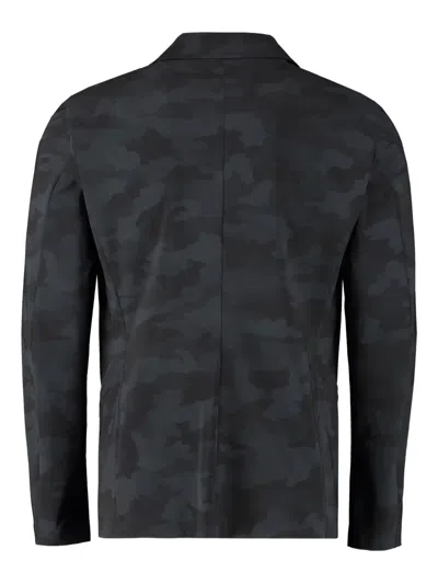The (alphabet) Black Single-breasted Two-button Jacket For Men In Blue